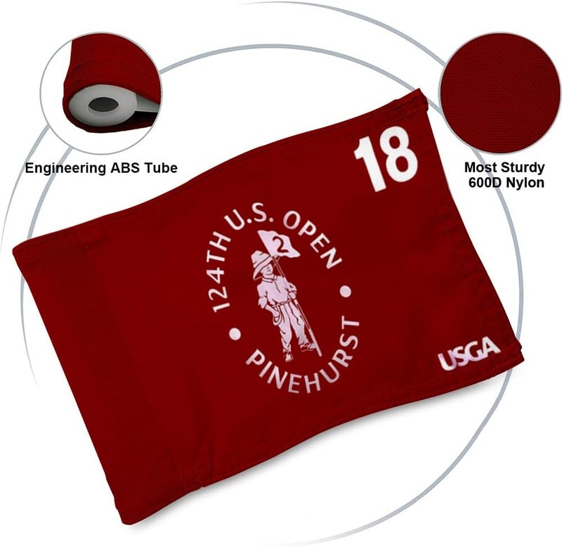2BUT 2024 US Open Pinehurst Golf Pin Flag Practic Putting Green Golf Flag For Backyard Garden Double-Sewn 600D Nylon Miniature Pin Flag Regulation Tube Flag(Red 8"x6") - Image 3